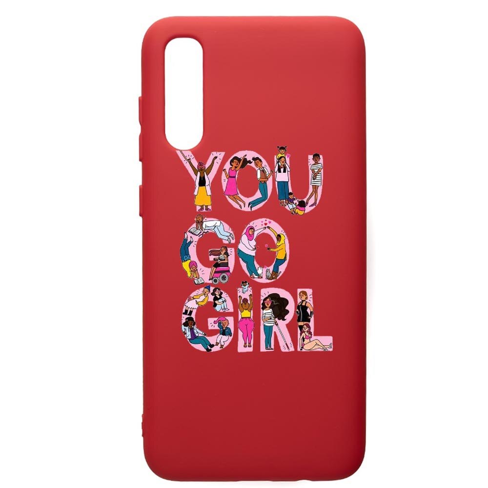 Husa de protectie Samsung Galaxy A50, Girl Power, silicon, cu interiorul din material textil, protectie camera, Red, PR250