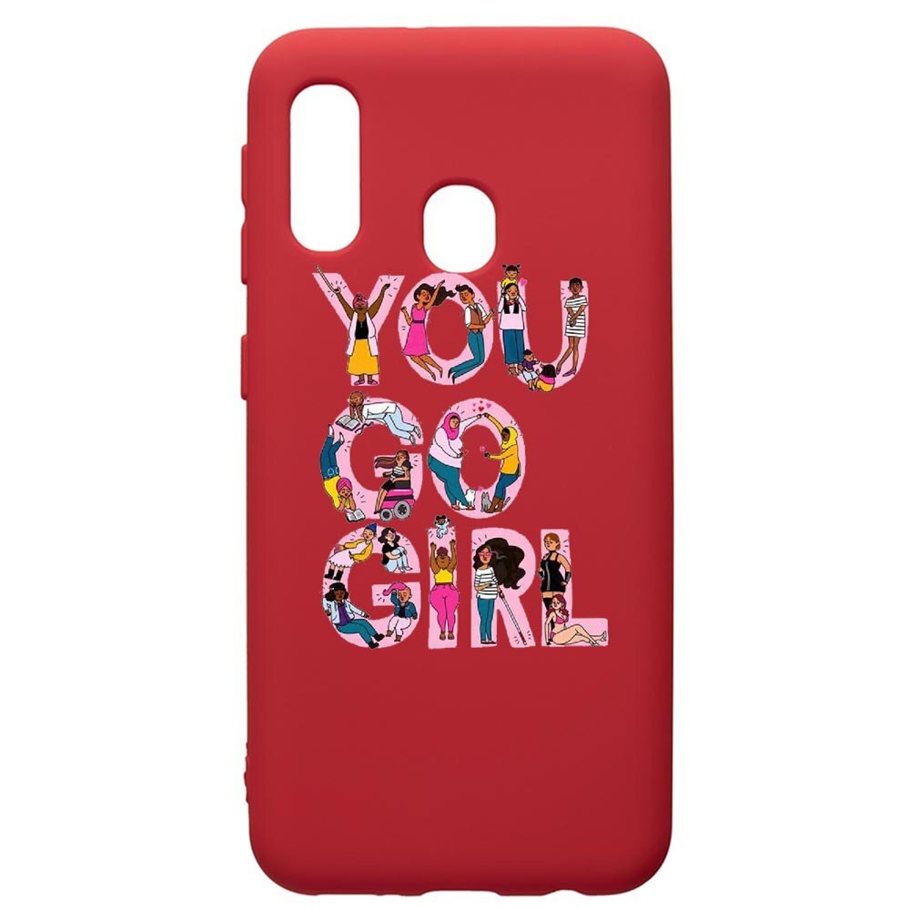 Husa de protectie Samsung Galaxy A40, Girl Power, silicon, cu interiorul din material textil, protectie camera, Red, PR250