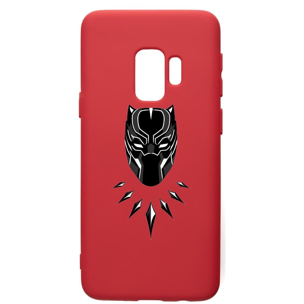 Husa de protectie Samsung Galaxy S9, Black Panther, silicon, cu interiorul din material textil, protectie camera, Red, PR243