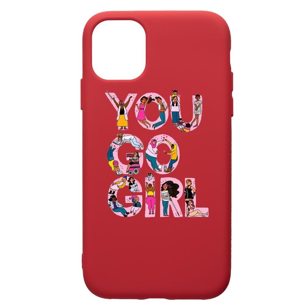 Husa de protectie Apple iPhone 11, Girl Power, silicon, cu interiorul din material textil, protectie camera, Red, PR250