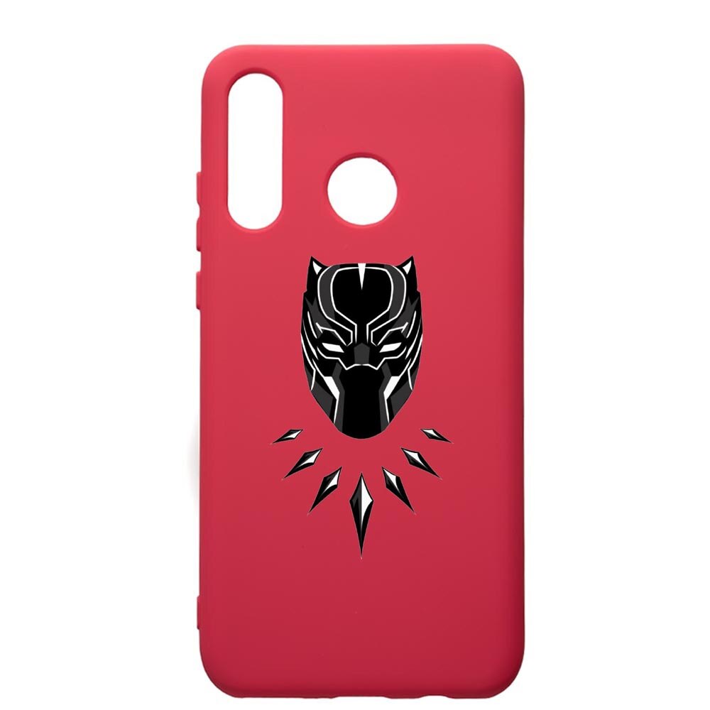 Husa de protectie Huawei P30 Lite, Black Panther, silicon, cu interiorul din material textil, protectie camera, Maroon, PM243