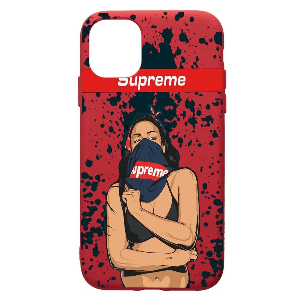 Husa de protectie Apple iPhone 11 Pro, Supreme, Woman, silicon, cu interiorul din material textil, protectie camera, Red, PR256