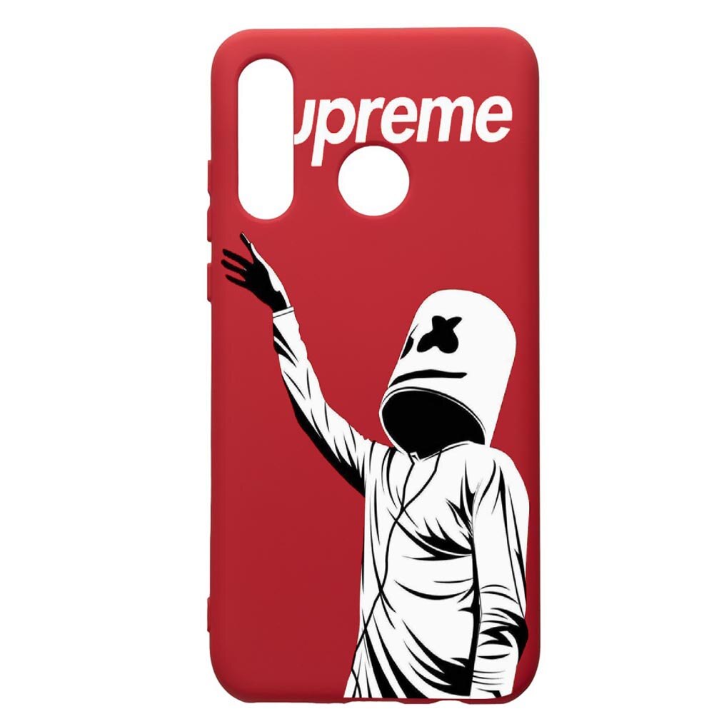 Husa de protectie Huawei P30 Lite, Supreme, Marsmello, silicon, cu interiorul din material textil, protectie camera, Red, PR255