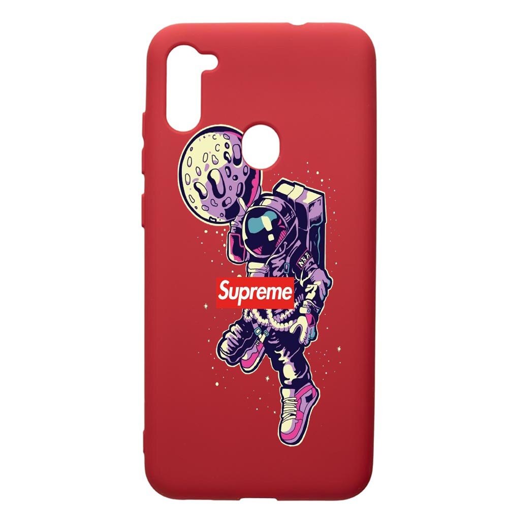 Husa de protectie Samsung Galaxy A11, Supreme, Astronaut, silicon, cu interiorul din material textil, protectie camera, Red, PR254