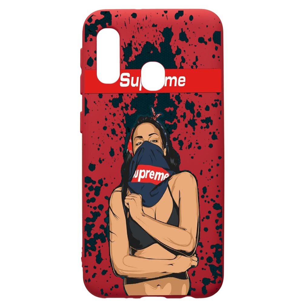 Husa de protectie Samsung Galaxy A20E, Supreme, Woman, silicon, cu interiorul din material textil, protectie camera, Red, PR256