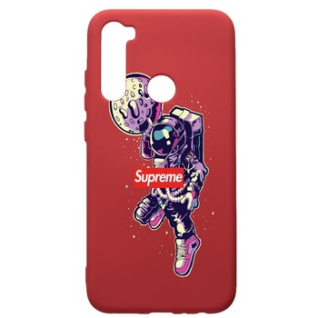 Husa de protectie Xiaomi Redmi Note 8, Supreme, Astronaut, silicon, cu interiorul din material textil, protectie camera, Red, PR254 Husa de protectie Xiaomi Redmi Note 8, Supreme, Astronaut, silicon, cu interiorul din material textil, protectie camera, Red, PR254