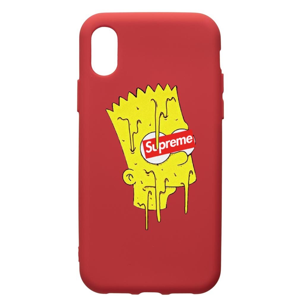 Husa de protectie Apple iPhone XR, Supreme, The Simpsons, silicon, cu interiorul din material textil, protectie camera, Red, PR267
