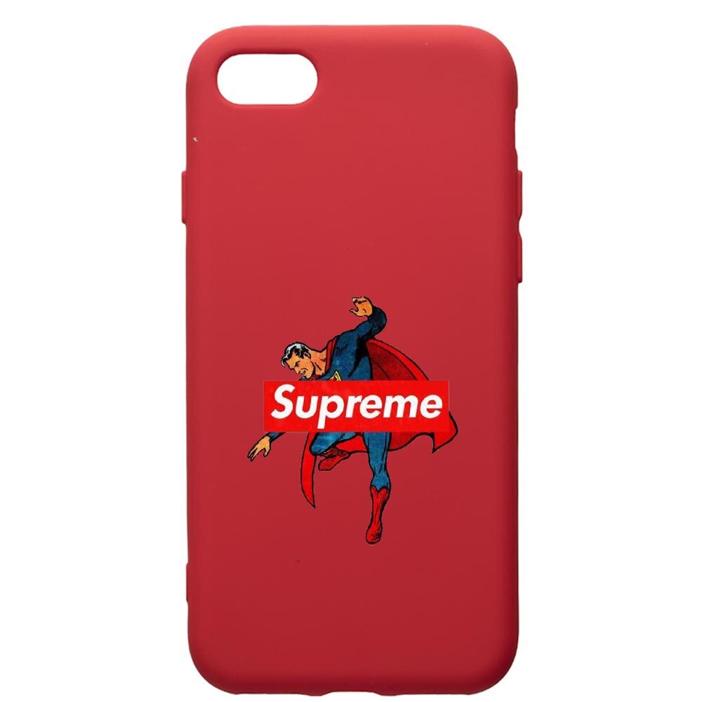 Husa de protectie Apple iPhone SE 2 / iPhone 8 / iPhone 7, Supreme, Superman, silicon, cu interiorul din material textil, protectie camera, Red, PR259