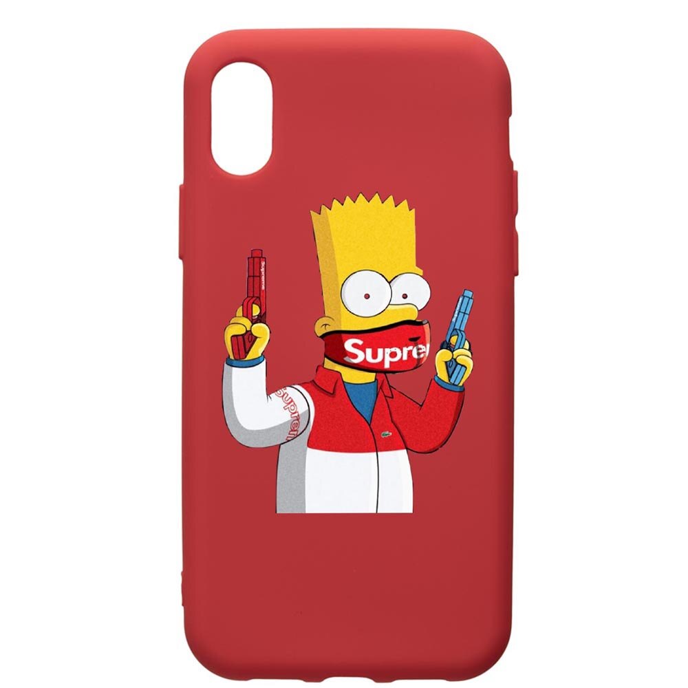 Husa de protectie Huawei Y6 2019, Supreme, The Simpsons, silicon, cu interiorul din material textil, protectie camera, Red, PR270