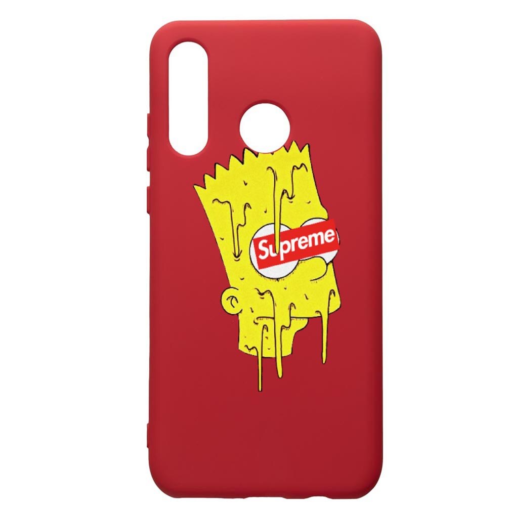 Husa de protectie Huawei P30 Lite, Supreme, The Simpsons, silicon, cu interiorul din material textil, protectie camera, Red, PR267
