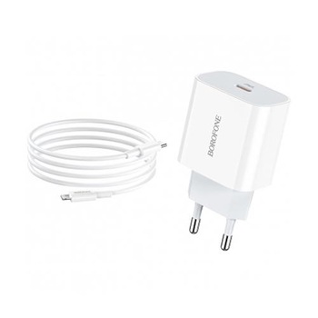 Incarcator Priza Telefon Speedy Charger PD3.0 USB Type C 18w Borofone + Cablu Date Lightning Incarcator Priza Telefon Speedy Charger PD3.0 USB Type C 18w Borofone + Cablu Date Lightning