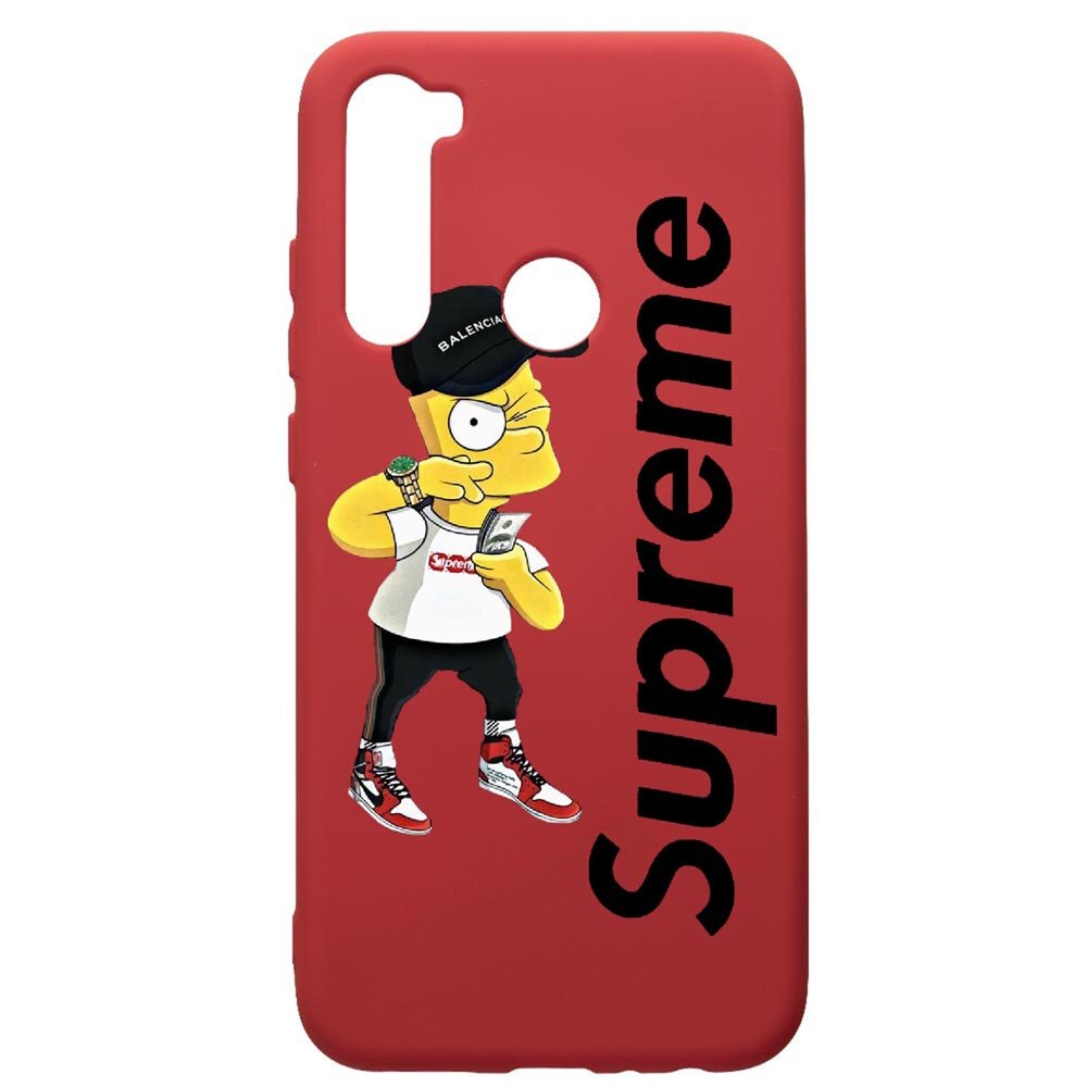 Husa de protectie Xiaomi Redmi Note 8, Supreme, The Simpsons, silicon, cu interiorul din material textil, protectie camera, Red, PR258