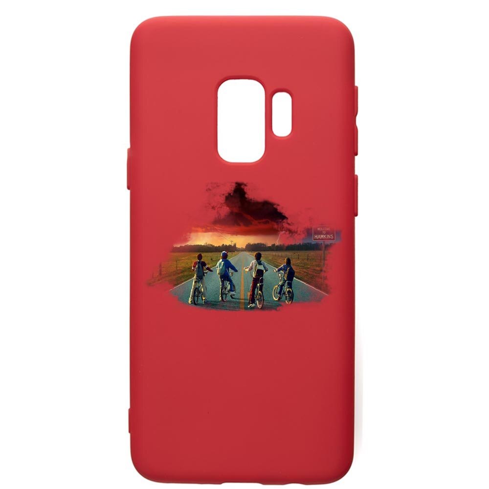 Husa de protectie Samsung Galaxy S9, Stranger Things, silicon, cu interiorul din material textil, protectie camera, Red, PR278