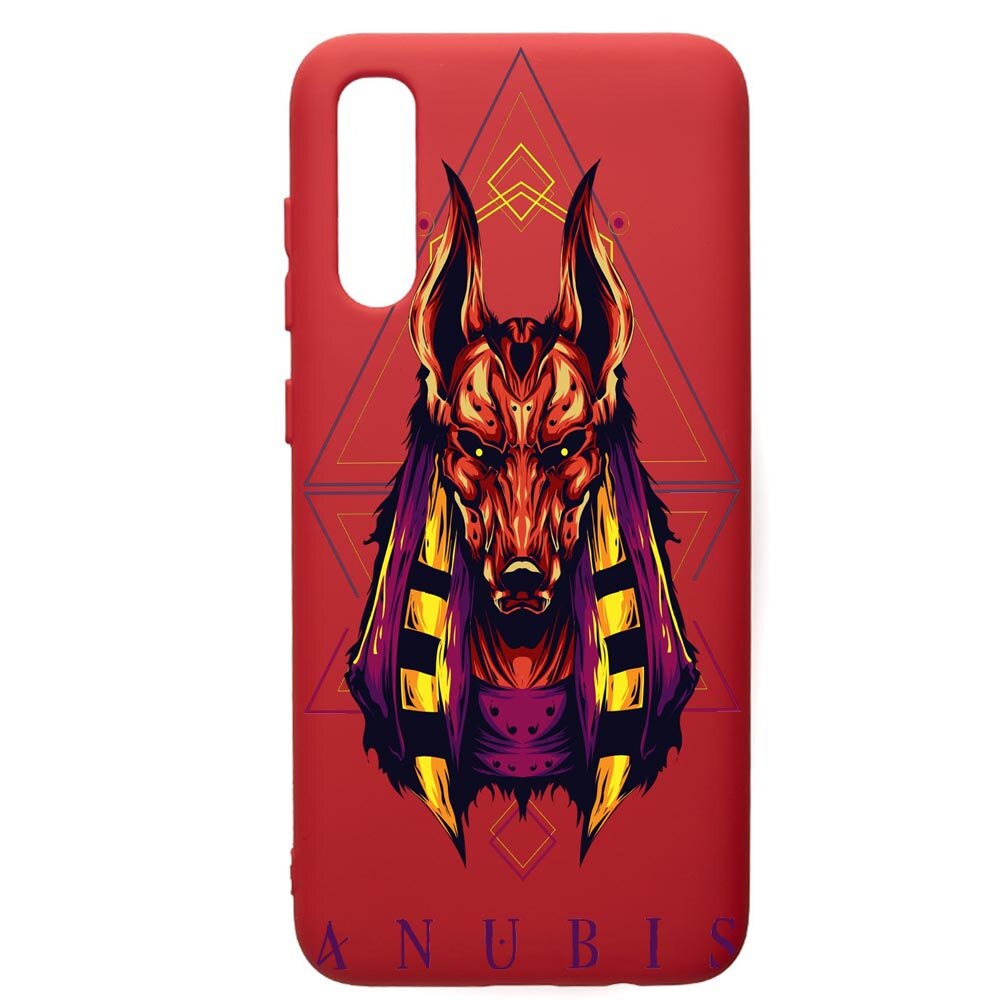 Husa de protectie Samsung Galaxy A70, Anubis, silicon, cu interiorul din material textil, protectie camera, Red, PR286