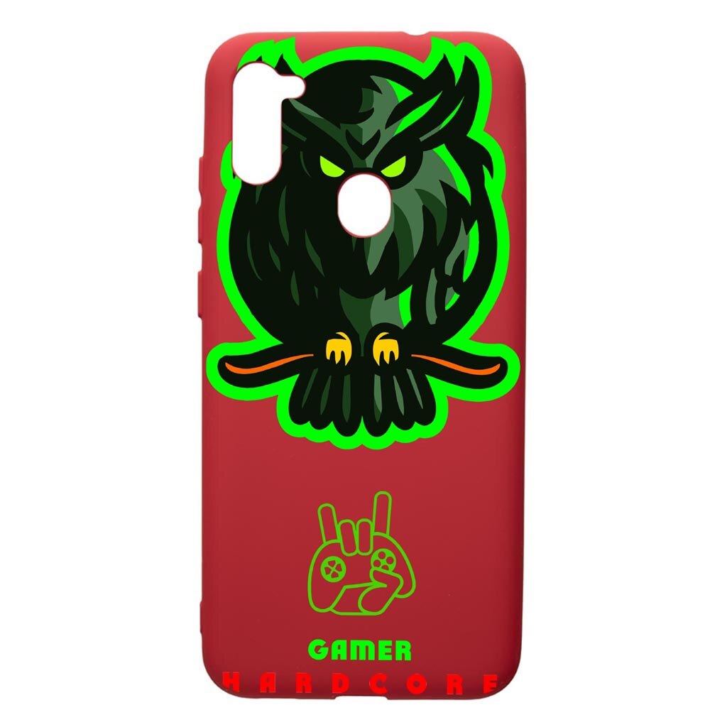 Husa de protectie Samsung Galaxy A11, Gamers, Hardcore, silicon, cu interiorul din material textil, protectie camera, Red, PR288