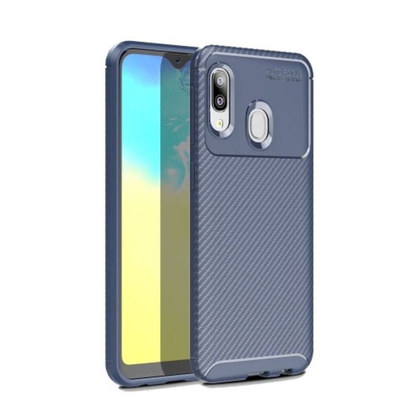 Husa Lemontti Carbon Fiber Texture Shockproof compatibila cu Samsung Galaxy A20e, Blue