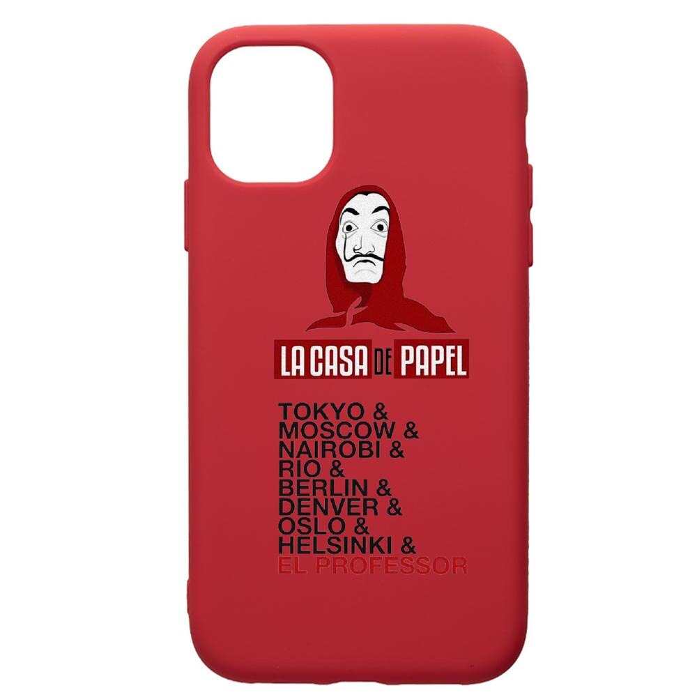 Husa de protectie Apple iPhone 12 Mini, La Casa De Papel, silicon, cu interiorul din material textil, protectie camera, Red, PR296