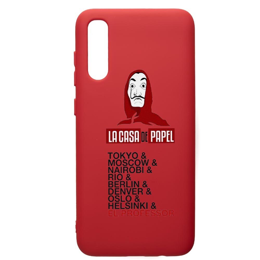 Husa de protectie Samsung Galaxy A50, La Casa De Papel, silicon, cu interiorul din material textil, protectie camera, Red, PR296