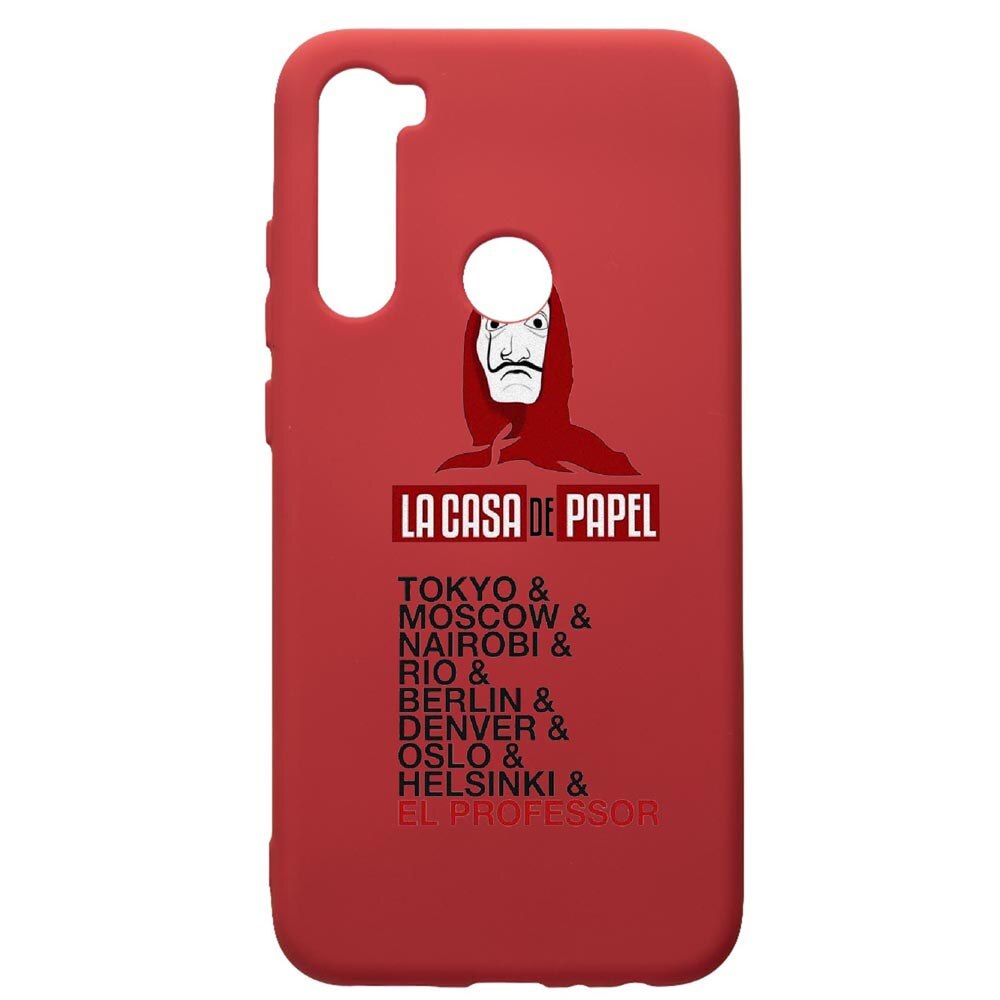 Husa de protectie Xiaomi Redmi Note 8, La Casa De Papel, silicon, cu interiorul din material textil, protectie camera, Red, PR296