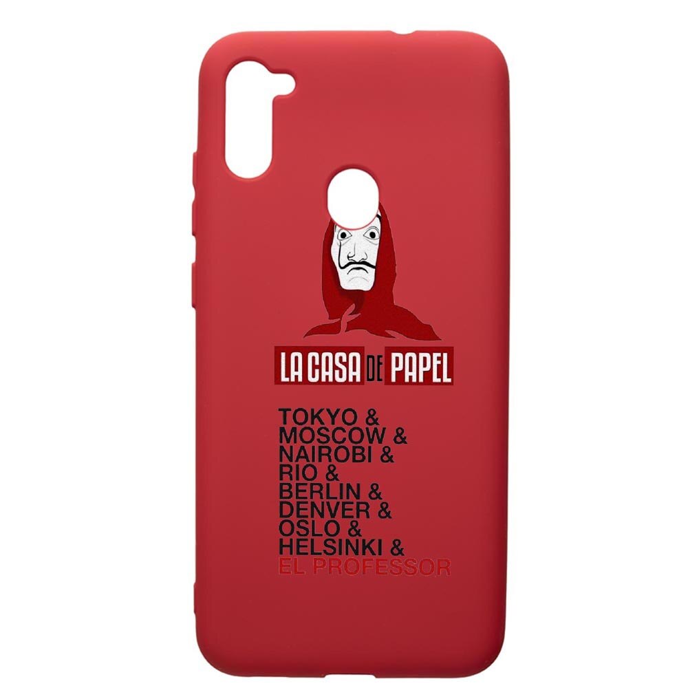 Husa de protectie Samsung Galaxy A11, La Casa De Papel, silicon, cu interiorul din material textil, protectie camera, Red, PR296