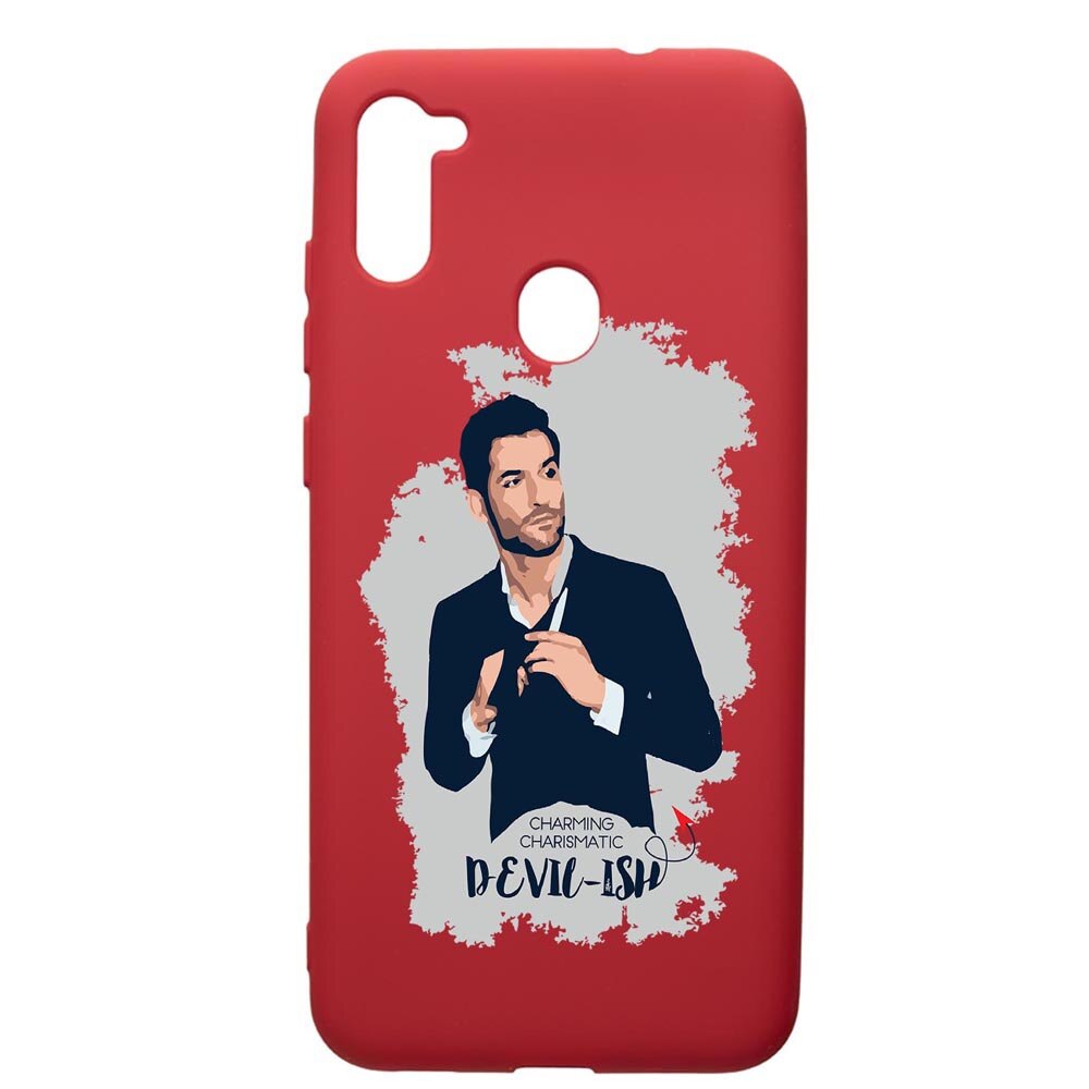 Husa de protectie Samsung Galaxy A11, Lucifer, silicon, cu interiorul din material textil, protectie camera, Red, PR299