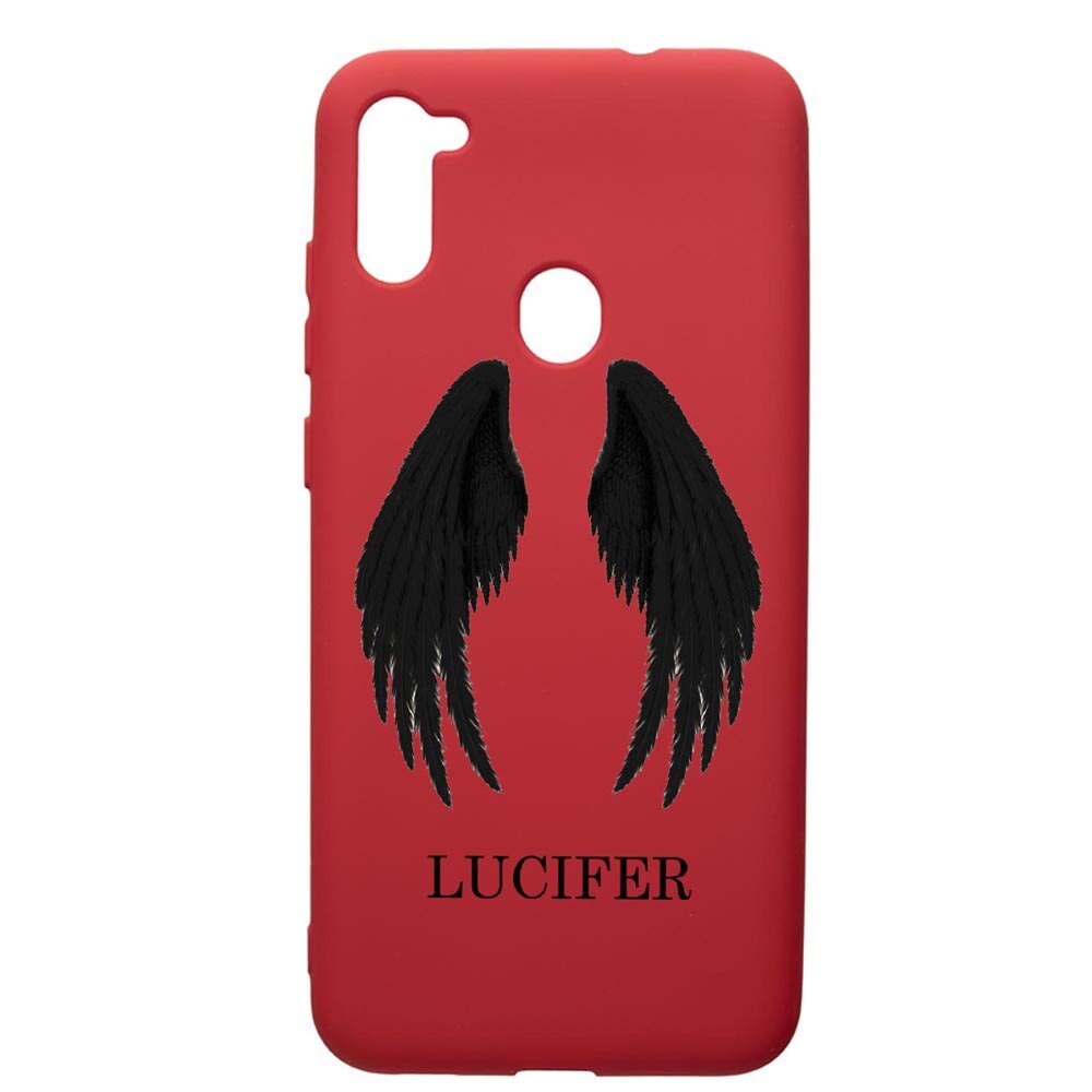 Husa de protectie Samsung Galaxy A11, Lucifer, silicon, cu interiorul din material textil, protectie camera, Red, PR298