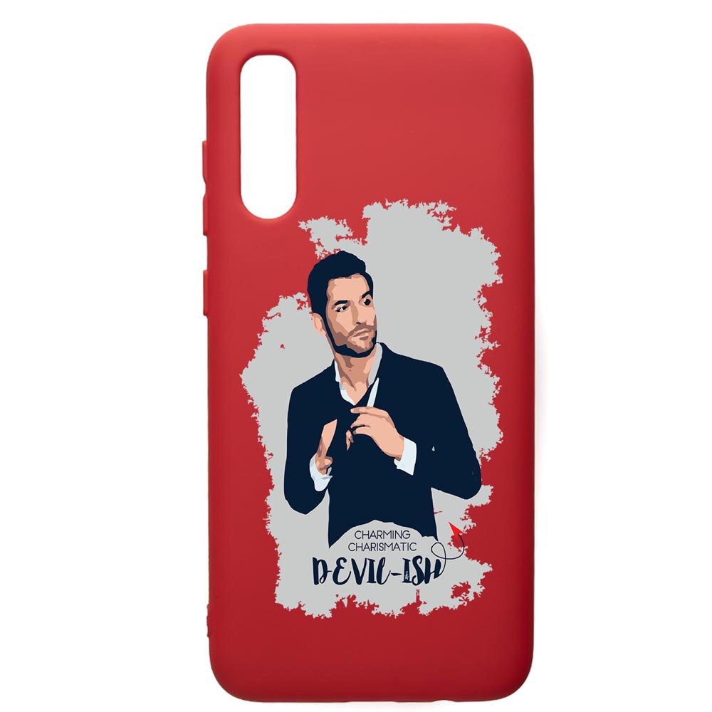 Husa de protectie Samsung Galaxy A70, Lucifer, silicon, cu interiorul din material textil, protectie camera, Red, PR299