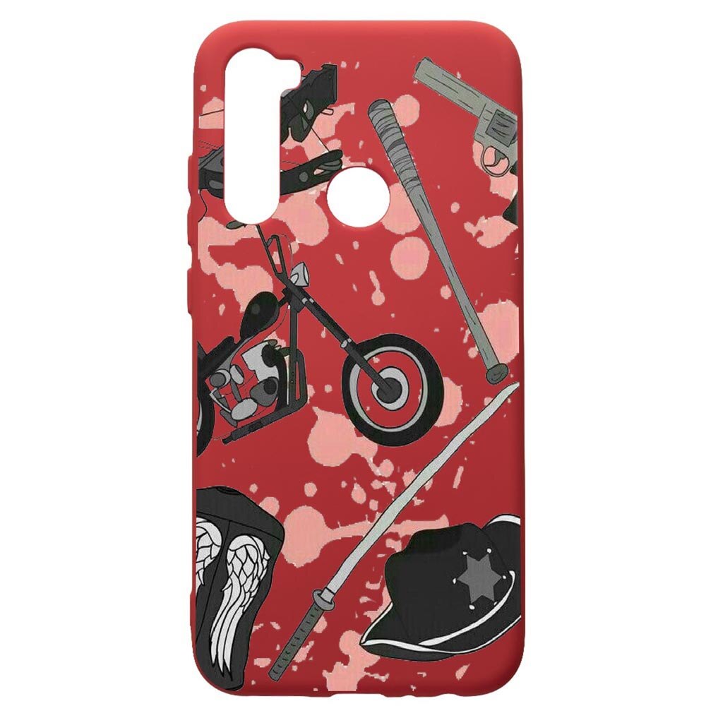 Husa de protectie Xiaomi Redmi Note 8, The Walking Dead, silicon, cu interiorul din material textil, protectie camera, Red, PR307