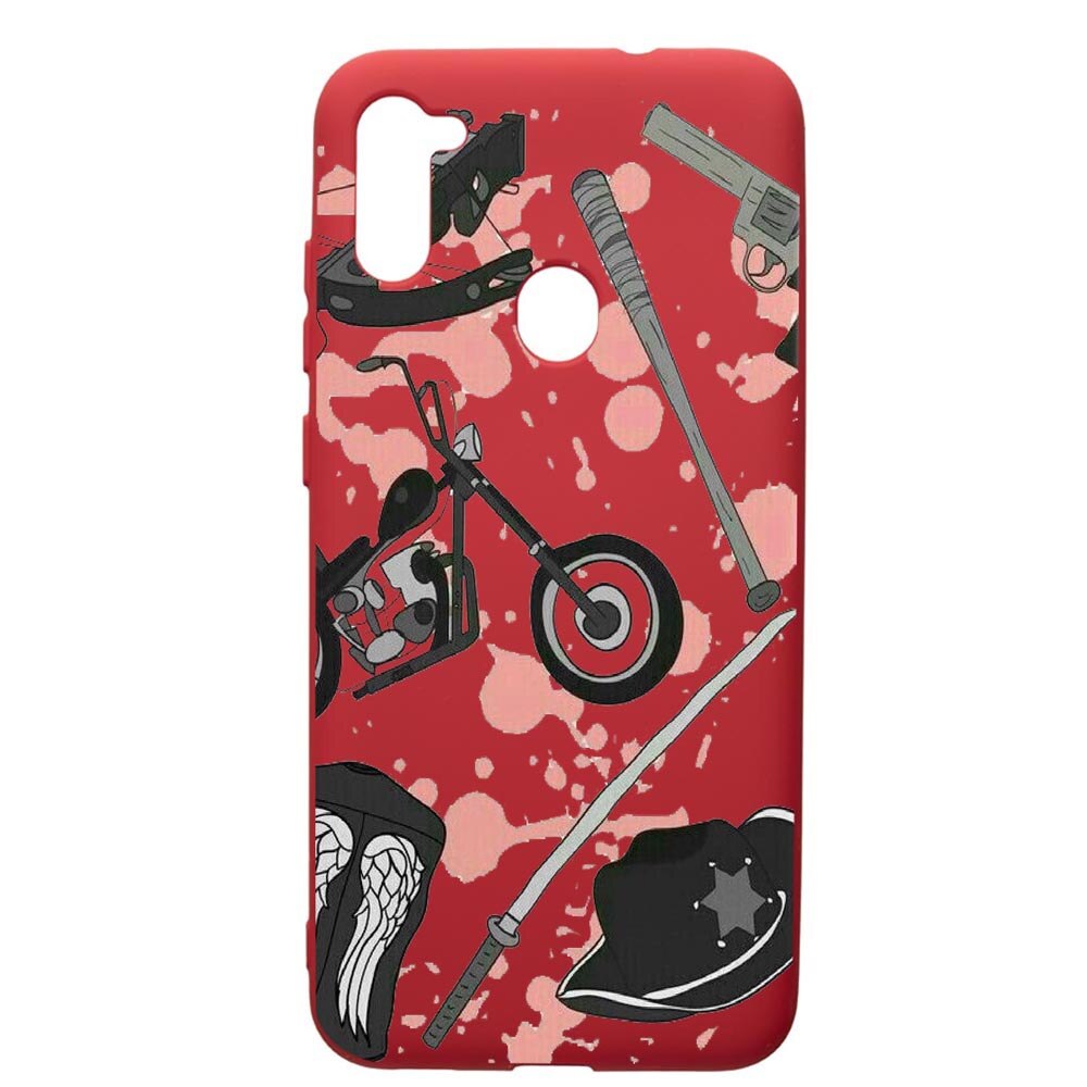 Husa de protectie Samsung Galaxy A11, The Walking Dead, silicon, cu interiorul din material textil, protectie camera, Red, PR307