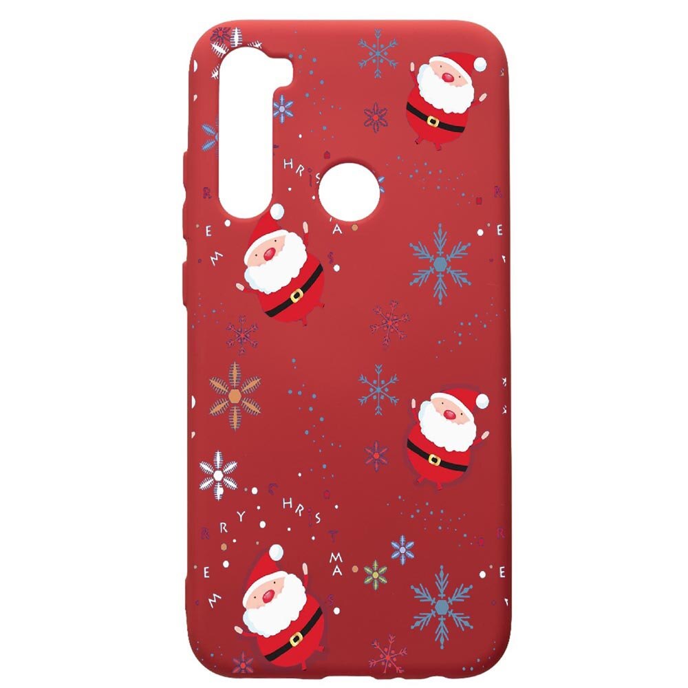 Husa de protectie Xiaomi Redmi Note 8, Xmas, silicon, cu interiorul din material textil, protectie camera, Red, PR308