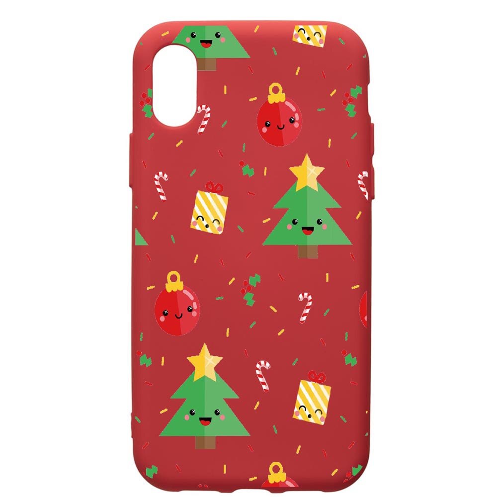 Husa de protectie Samsung Galaxy A01, Xmas, silicon, cu interiorul din material textil, protectie camera, Red, PR309