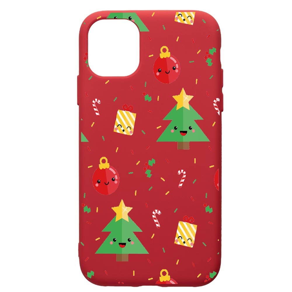 Husa de protectie Apple iPhone 12 Mini, Xmas, silicon, cu interiorul din material textil, protectie camera, Red, PR309