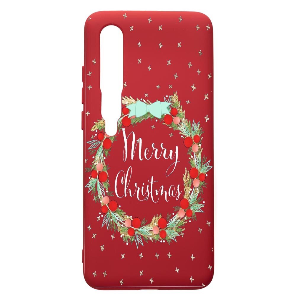 Husa de protectie Xiaomi Mi 10 / Mi 10 Pro, Xmas, silicon, cu interiorul din material textil, protectie camera, Red, PR312