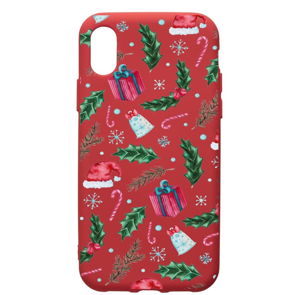 Husa de protectie Samsung Galaxy A10, Xmas, silicon, cu interiorul din material textil, protectie camera, Red, PR314