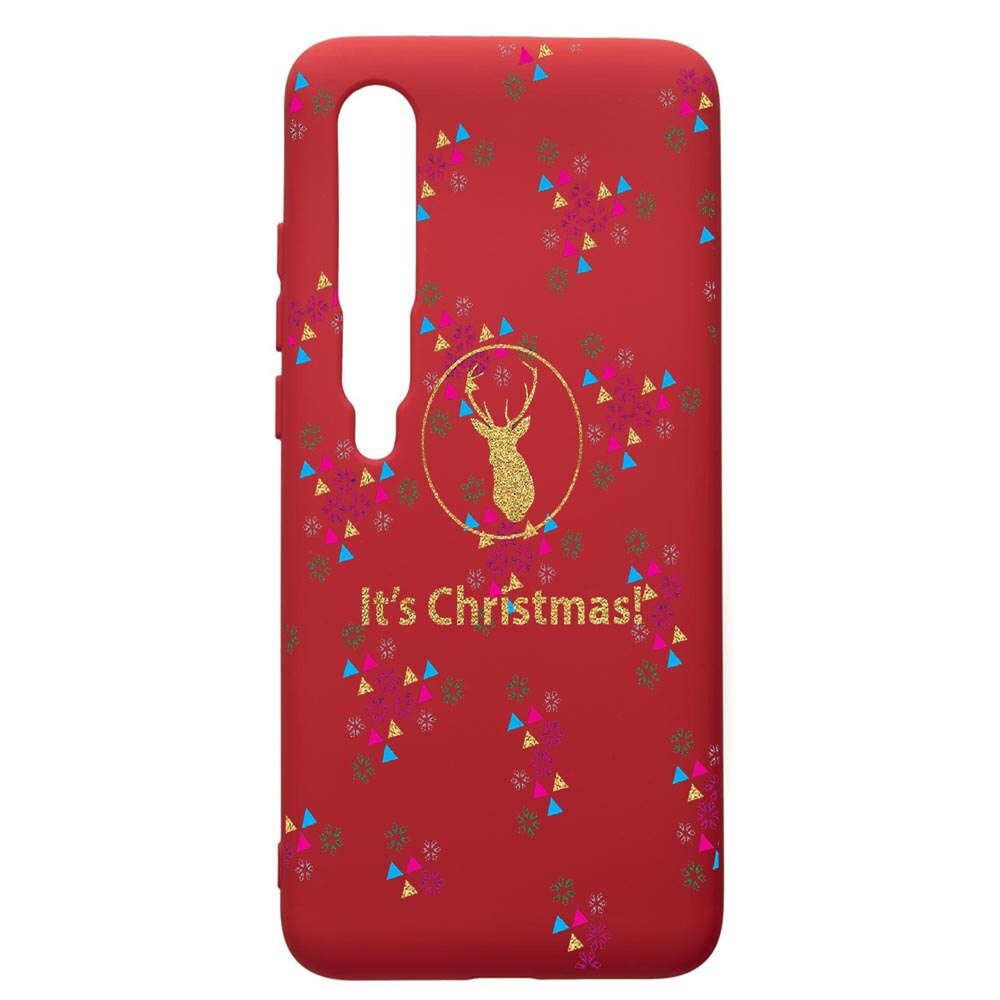 Husa de protectie Xiaomi Mi 10 / Mi 10 Pro, Xmas, silicon, cu interiorul din material textil, protectie camera, Red, PR313