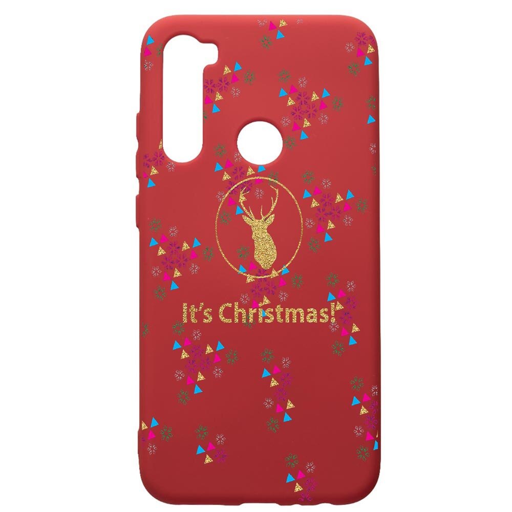Husa de protectie Xiaomi Redmi Note 8, Xmas, silicon, cu interiorul din material textil, protectie camera, Red, PR313