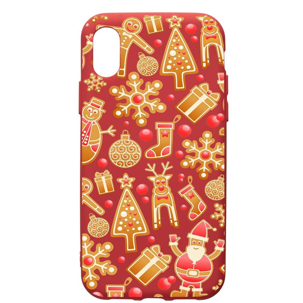 Husa de protectie Xiaomi Redmi 7A, Xmas, silicon, cu interiorul din material textil, protectie camera, Red, PR317