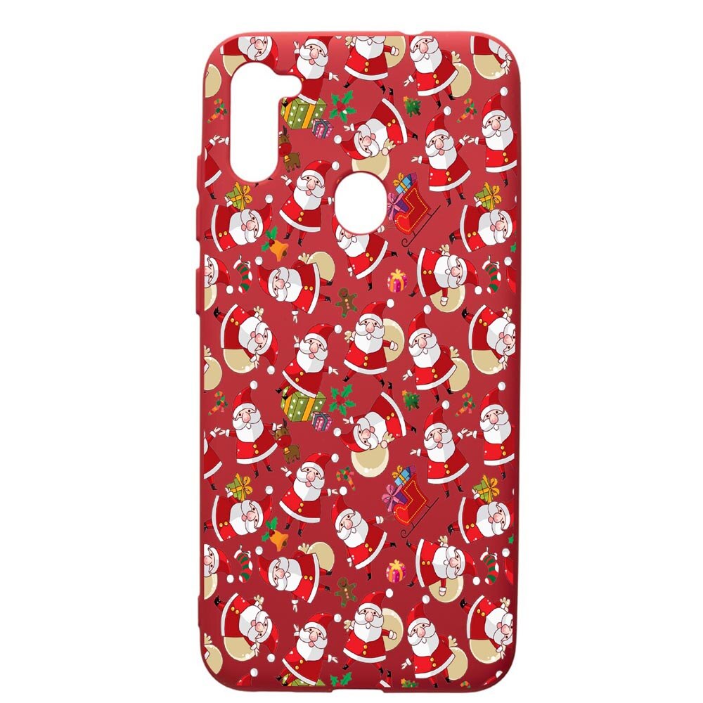 Husa de protectie Samsung Galaxy A11, Xmas, silicon, cu interiorul din material textil, protectie camera, Red, PR315