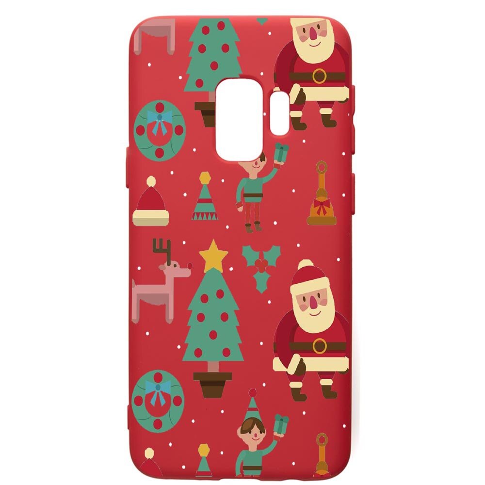 Husa de protectie Samsung Galaxy S9, Xmas, silicon, cu interiorul din material textil, protectie camera, Red, PR320