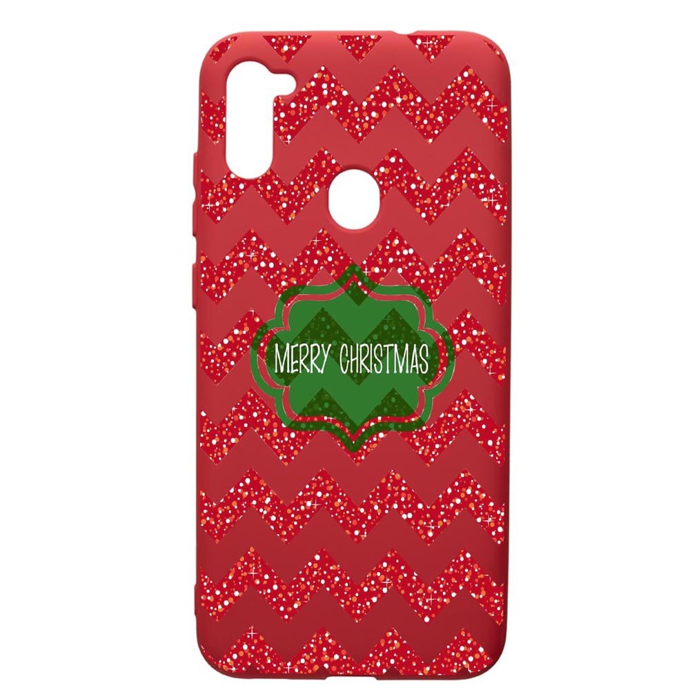 Husa de protectie Samsung Galaxy A11, Xmas, silicon, cu interiorul din material textil, protectie camera, Red, PR316