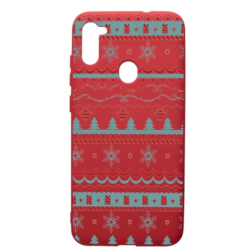 Husa de protectie Samsung Galaxy A11, Xmas, silicon, cu interiorul din material textil, protectie camera, Red, PR321