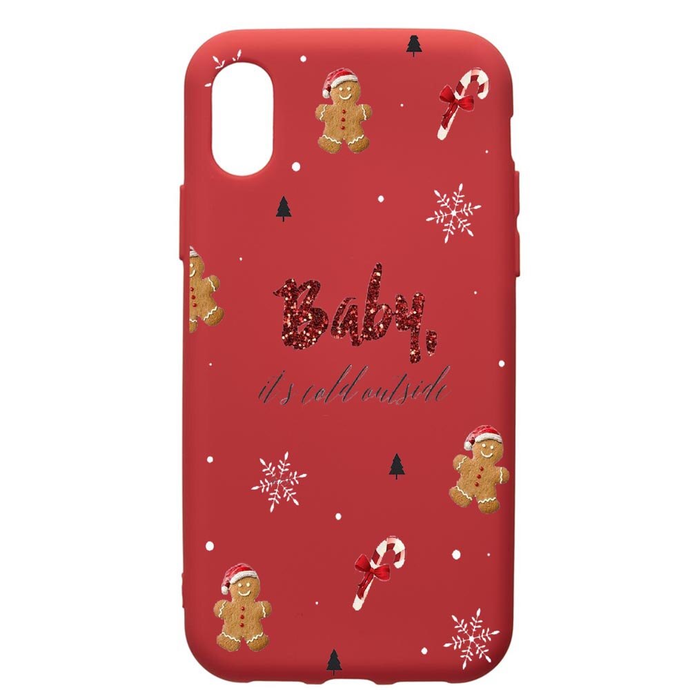 Husa de protectie Apple iPhone XS / iPhone X, Xmas, silicon, cu interiorul din material textil, protectie camera, Red, PR319