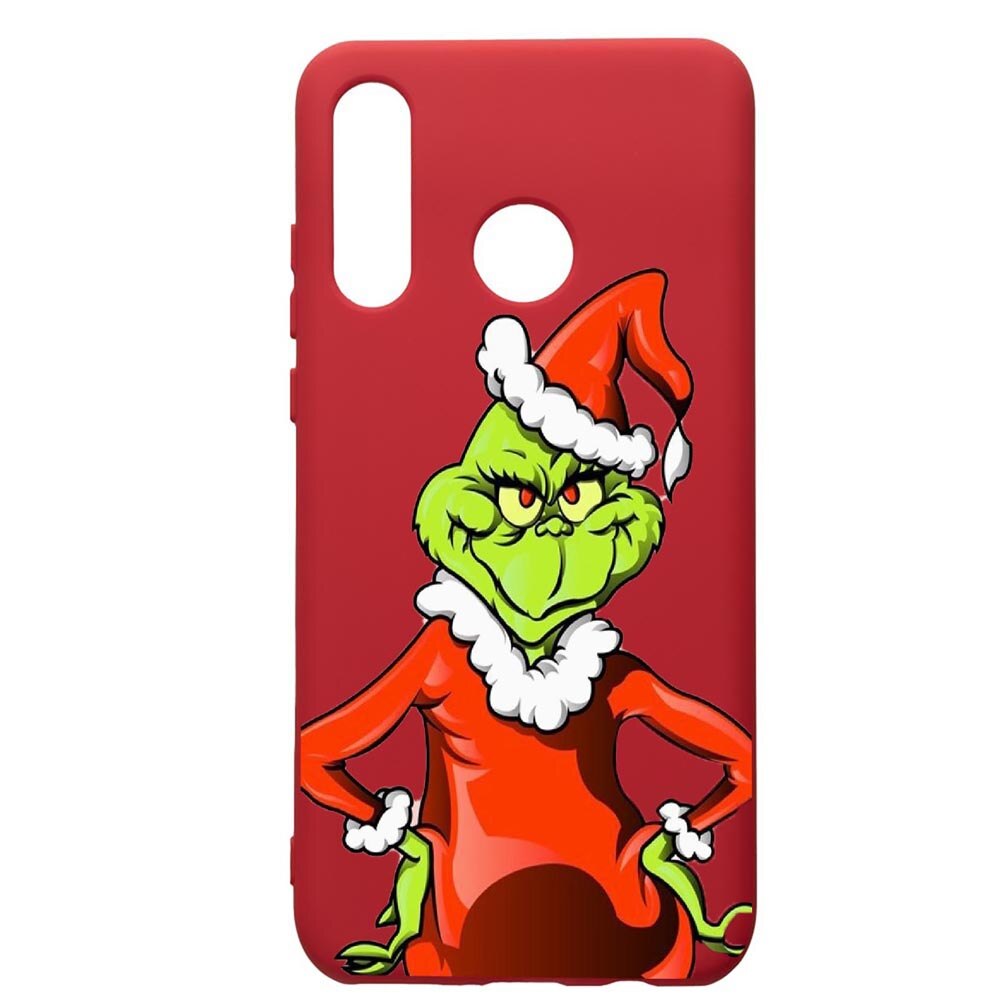 Husa de protectie Huawei P30 Lite, Xmas Grinch, silicon, cu interiorul din material textil, protectie camera, Red, PR322