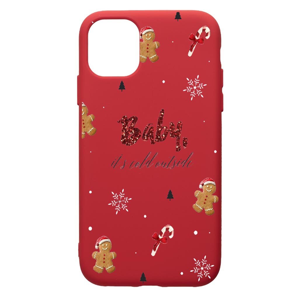 Husa de protectie Apple iPhone 12 Mini, Xmas, silicon, cu interiorul din material textil, protectie camera, Red, PR319