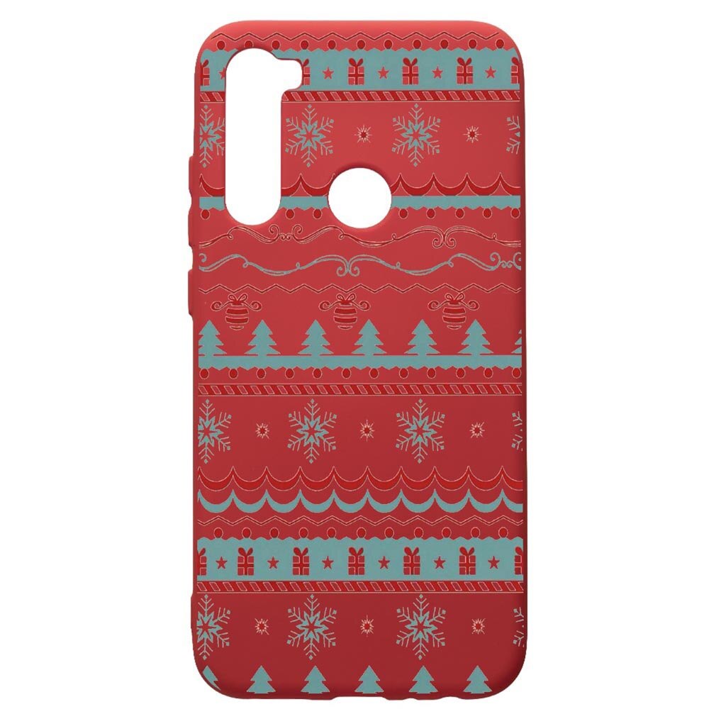 Husa de protectie Xiaomi Redmi Note 8, Xmas, silicon, cu interiorul din material textil, protectie camera, Red, PR321