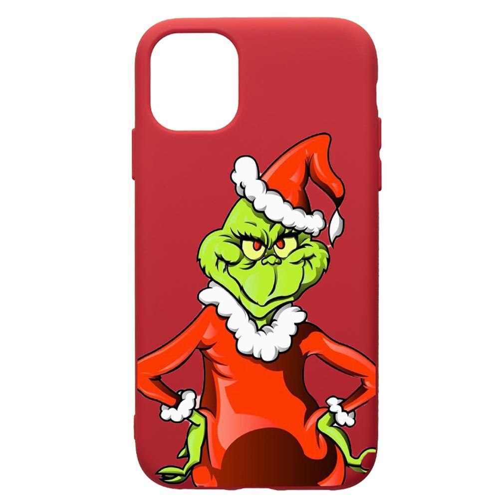 Husa de protectie Apple iPhone 11 Pro, Xmas Grinch, silicon, cu interiorul din material textil, protectie camera, Red, PR322