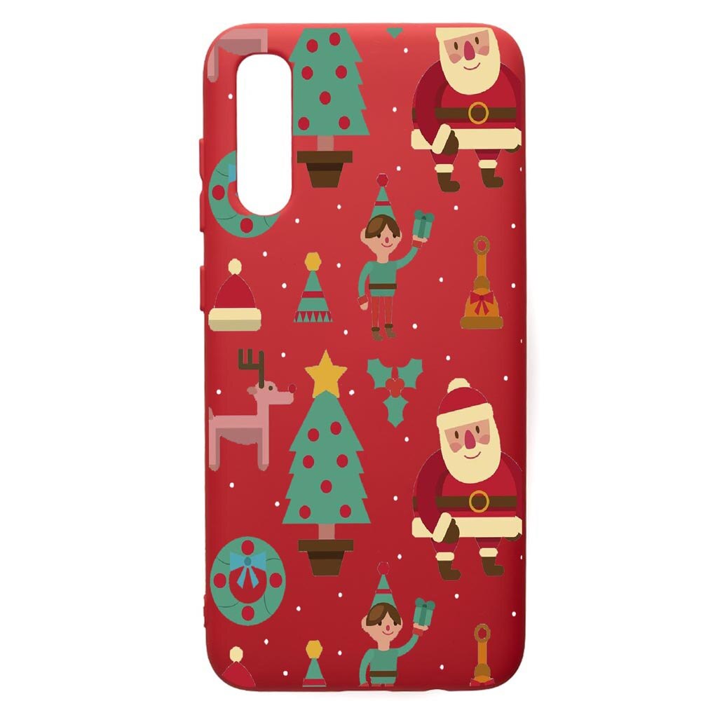 Husa de protectie Samsung Galaxy A70, Xmas, silicon, cu interiorul din material textil, protectie camera, Red, PR320