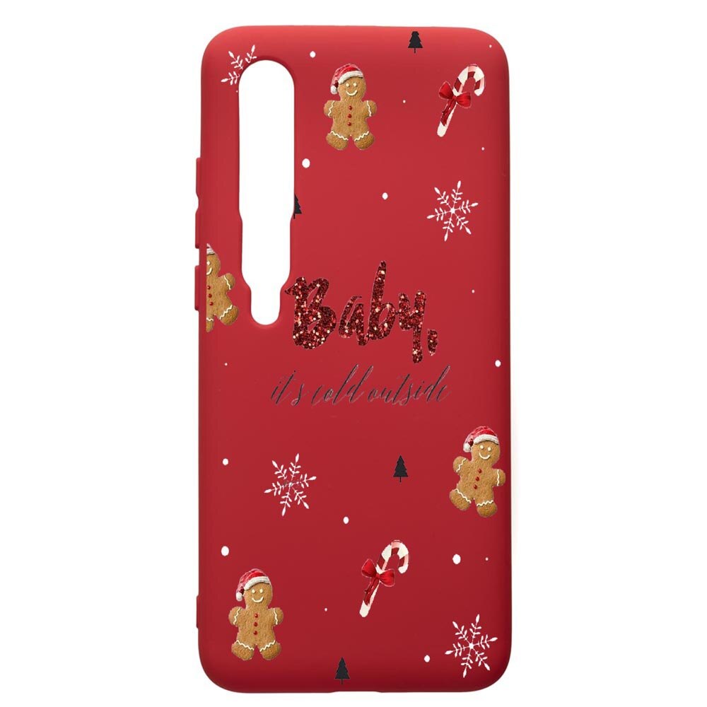 Husa de protectie Xiaomi Mi 10 / Mi 10 Pro, Xmas, silicon, cu interiorul din material textil, protectie camera, Red, PR319