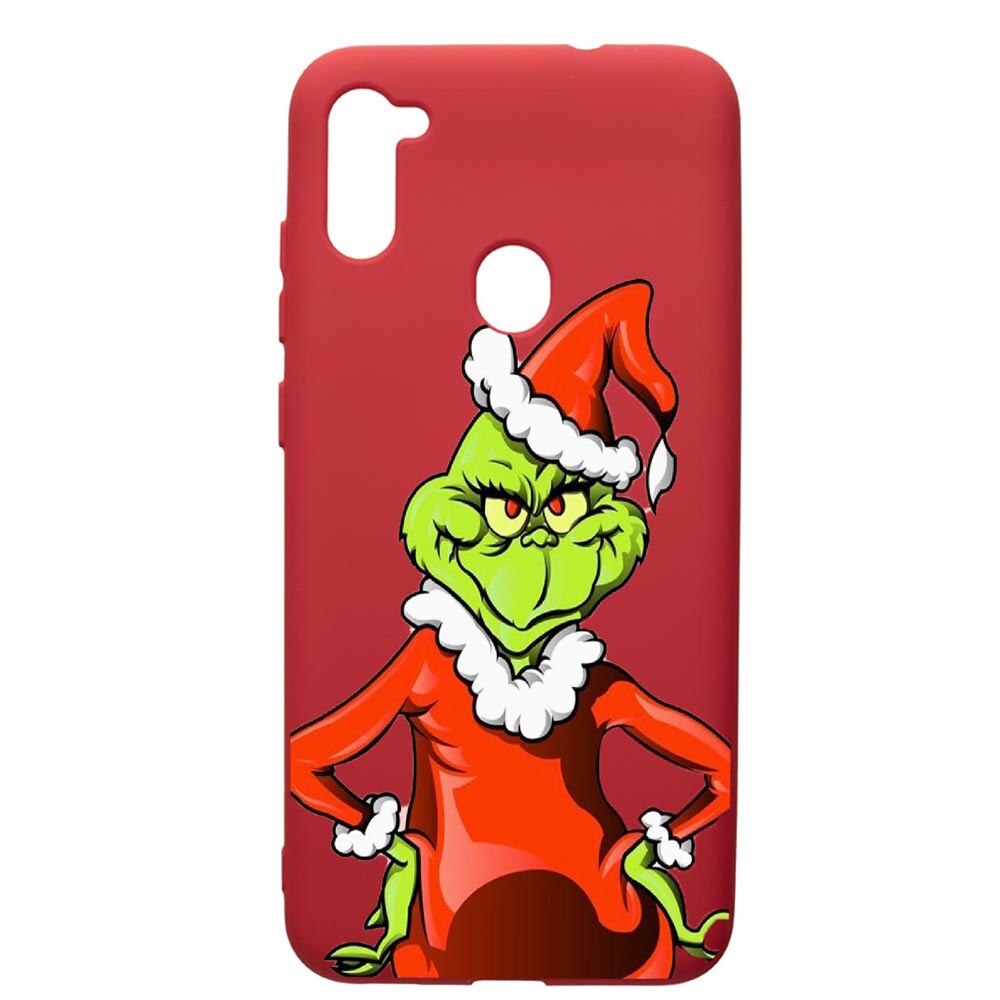 Husa de protectie Samsung Galaxy A11, Xmas Grinch, silicon, cu interiorul din material textil, protectie camera, Red, PR322