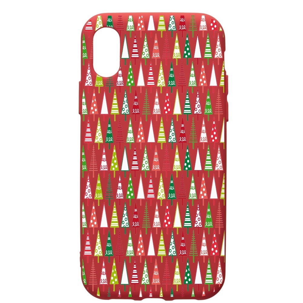 Husa de protectie Samsung Galaxy A10, Xmas Tree, silicon, cu interiorul din material textil, protectie camera, Red, PR340